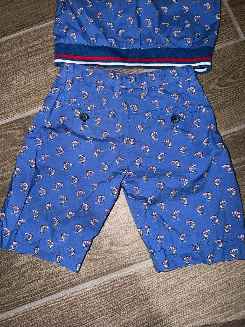 Dolce & Gabbana Boys Blue Polo-Style Set with Striped Trim